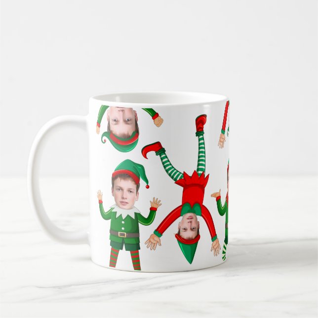 Caneca De Café Feriado Natal Dando Uma Cara Personalizada De Elf  (Esquerda)