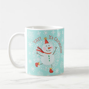 Caneca De Café Feriado Natal Festivo Snowman Flocos de Neve