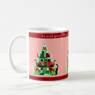 Caneca De Café Feriado Personalizado da Árvore de Natal do Gatinh