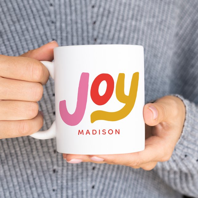 Caneca De Café Feriado Personalizado de Alegria Moderna Colorida (Criador carregado)