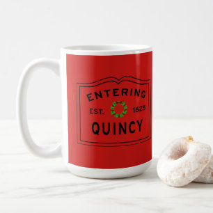 Caneca De Café Feriado Verde e Vermelho, entrando em MÃES Quincy