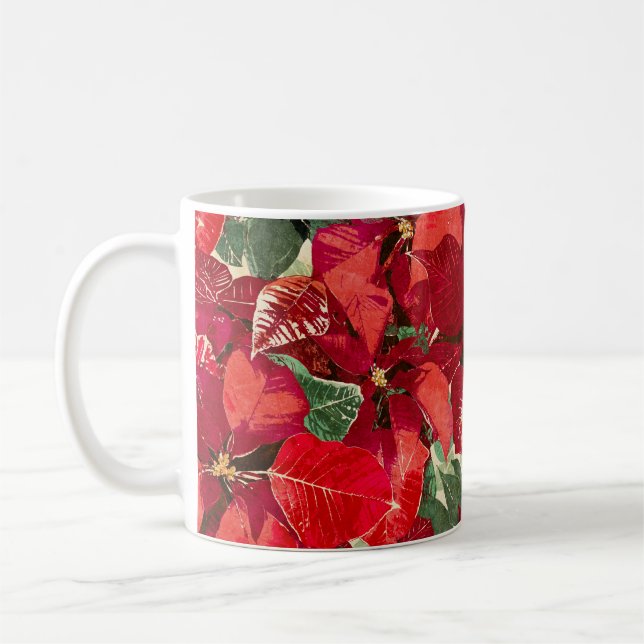 Caneca De Café Feriado vermelho da poinsétia (Esquerda)