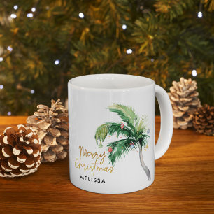 Caneca De Café Feriados de Árvore de Palma de Natal Personalizado
