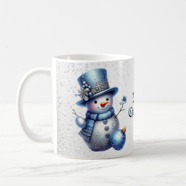 Caneca De Café Feriados de inverno elegantes do Natal Snowman (Esquerda)