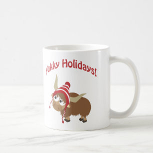 Caneca De Café Feriados de Yakky! Iaques do inverno