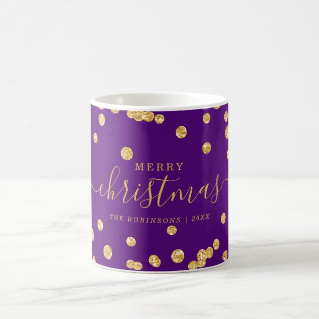 Caneca De Café Feriados DOURADOS Simples de Natal Roxo (Centro)