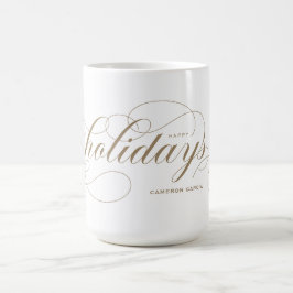 Caneca De Café Feriados Felizes e Elegantes de Script Flourish Do