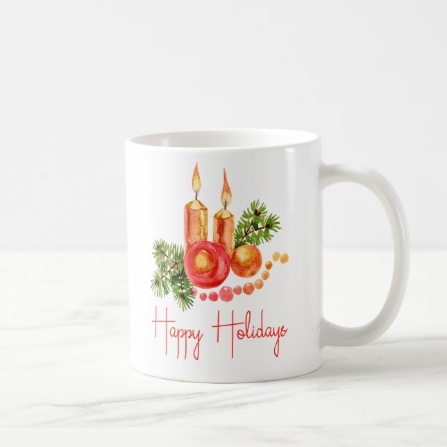 Caneca De Café Feriados Felizes Persa Red Watercolor Mug (Direita)