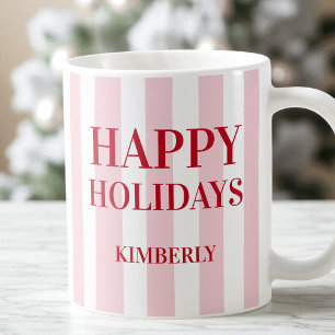 Caneca De Café Feriados Felizes Personalizados, de Cor-de-Rosa Mo