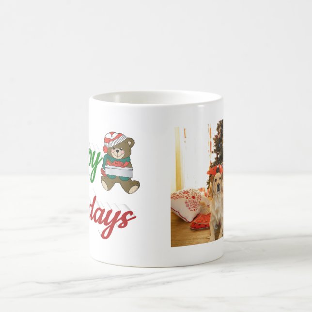 Caneca De Café Feriados Felizes Teddy Bear Foto de Natal (Centro)