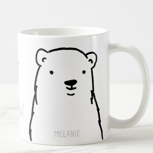 Caneca De Café Feriados Modernos Personalizados do Urso Polar de  ("Everyday is abundantly beautiful." 
Sincerely Best Wishes from Lucky Design World)