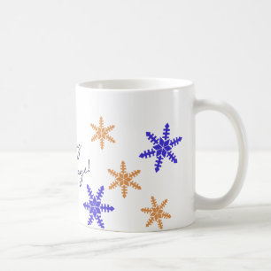 Caneca De Café Feriados Snowflakes sazonais felizes com Texto