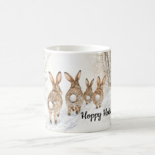 Caneca De Café Férias Alegre Coelho de Páscoa Inverno Neve