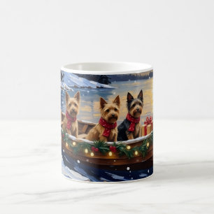 Caneca De Café Férias de Natal de Barco do Terrier Australiano