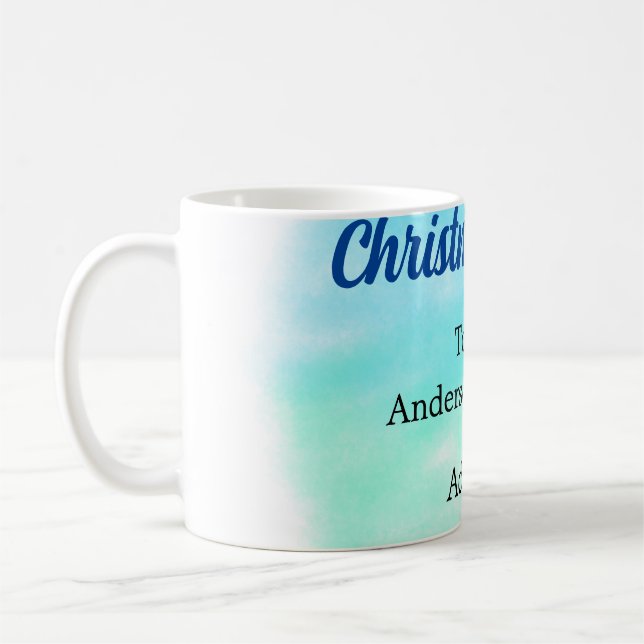 Caneca De Café Férias de natal verde azul, natal natal (Esquerda)