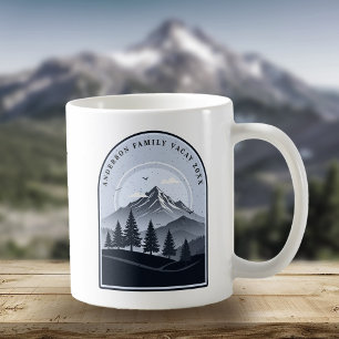 Caneca De Café Férias em Família na Montanha Retrô Azul ID1136