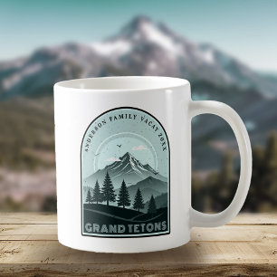 Caneca De Café Férias em Família na Montanha Retro Verde ID1136