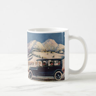 Caneca De Café Férias Familiares Antigas em Carro Automóvel Antig