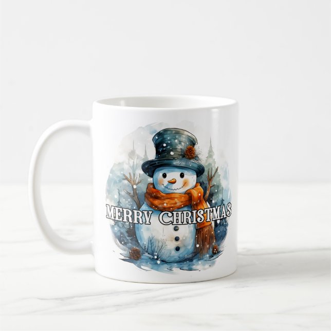 Caneca De Café Férias Felizes | Boneco de Neve Pequeno e Aconcheg (Esquerda)