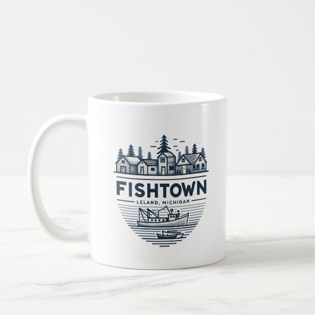 Caneca De Café Férias Fishtown Leland Michigan (Esquerda)