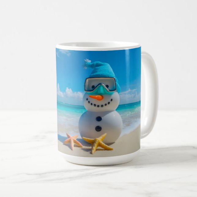 Caneca De Café Férias na Praia do Boneco de Neve (Frente Esquerda)