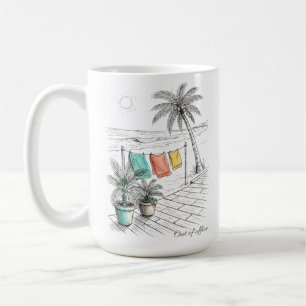 Caneca De Café Férias na Praia Tropical Fora do Escritório