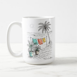 Caneca De Café Férias na Praia Tropical Fora do Escritório