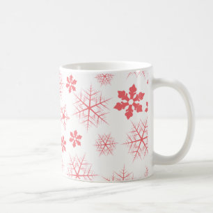 Caneca De Café Férias Padrão de Floco de Neve Vermelho Simples e