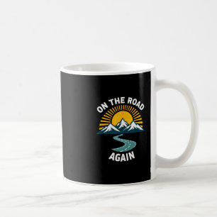 Caneca De Café Férias retrô de acampamento Hiking na estrada nova