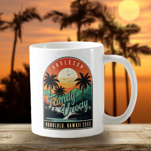 Caneca De Café Férias Retro Tropicais em Família ID1135