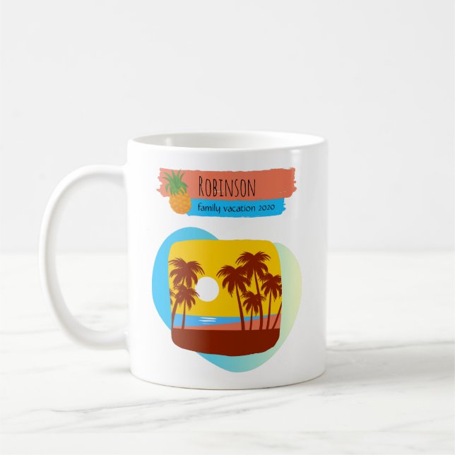 Caneca De Café Férias Tropicais de Praia Familiares Souvenir (Esquerda)