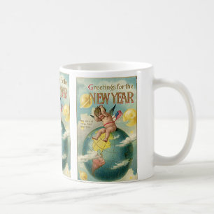 Caneca De Café Férias Vintage, Saudações para o Ano Novo