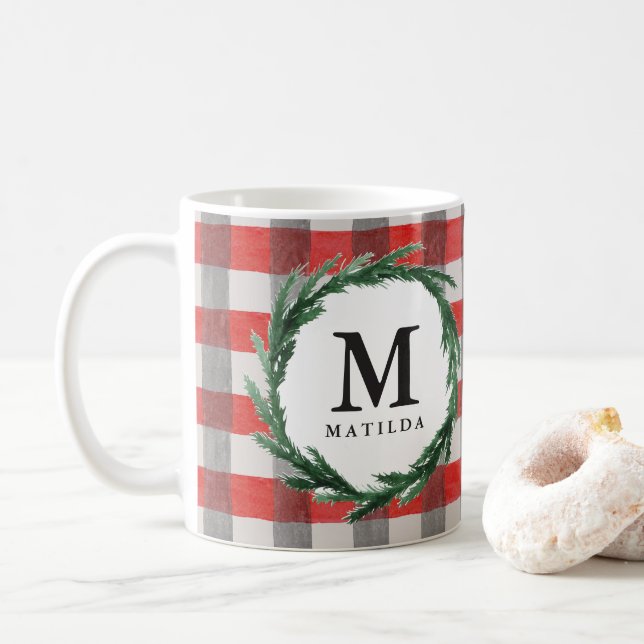 Caneca De Café Ferida de água e verificação do natal inicial (Com Donut)