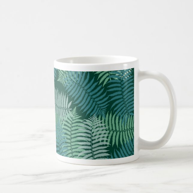 Caneca De Café Fern deixa o padrão em verde escuro (Direita)