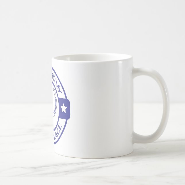 Caneca De Café Ferraduras felizes do lugar A258 azuis (Direita)
