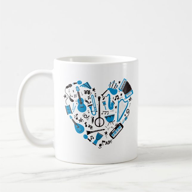 Caneca De Café Ferramenta Coração de Instrumento Musical (Esquerda)
