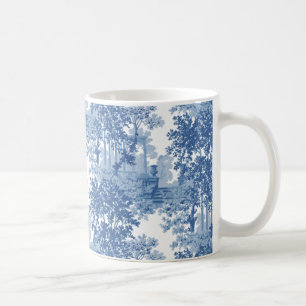 Caneca De Café Ferramenta de Paisagem Azul Vintage com Urns e Col