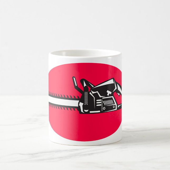 Caneca De Café Ferramenta de registro Lumberjack Bold Chainsaw (Criador carregado)
