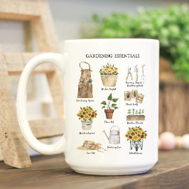 Caneca De Café Ferramentas de jardinagem aquarela Jardim de giras