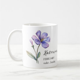CANECA DE CAFÉ FERREIRO VIOLET BIRTH FLOWTH MÊS NOME PRESENTE