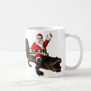 Caneca De Café FesSanta Claus Andando Por Um Alligador