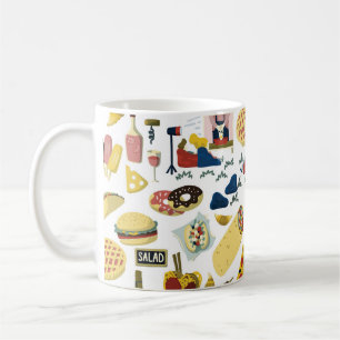 Caneca De Café Fest de Caminhão de comida: Padrão de Cartoon