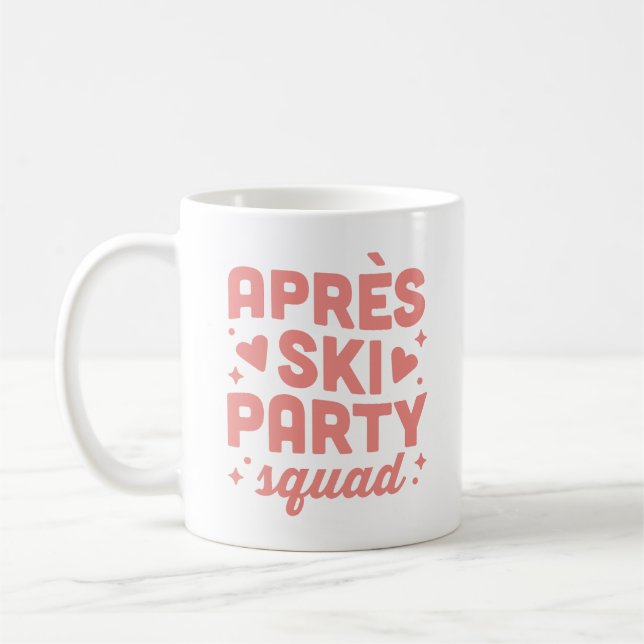 Caneca De Café Festa após esqui garotas esquadrão rosa estética (Esquerda)