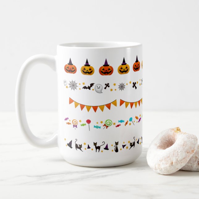 Caneca De Café Festa Assustadora de Halloween, Decoração Assustad (Com Donut)