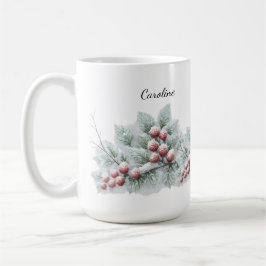 Caneca De Café Festa Botânica de Inverno com Geleado e Pinheiro