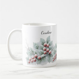 Caneca De Café Festa Botânica de Inverno com Geleira e Pinheiro