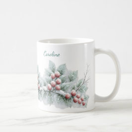 Caneca De Café Festa Botânica de Inverno com Geleira e Pinheiro