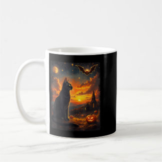 Caneca De Café Festa da Cena da Lua Gótica do Gato Preto do Hallo