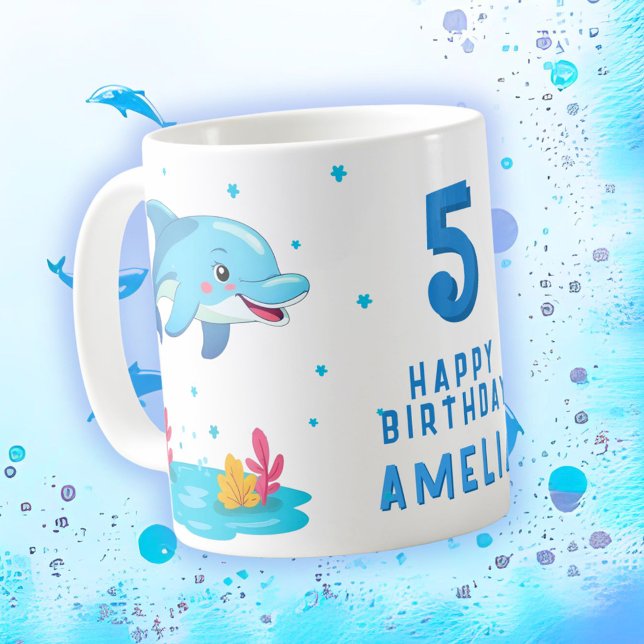 Caneca De Café Festa de Aniversário de criança de Animais do Mar  (Criador carregado)