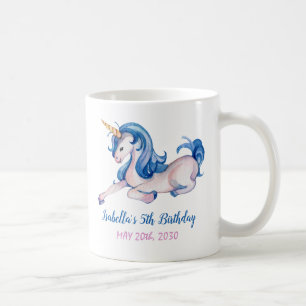 Caneca De Café Festa de aniversário mágica do 5 Rainbow Unicorn